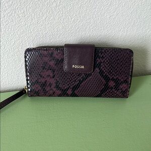 Fossil Purple Snake Print Wallet
